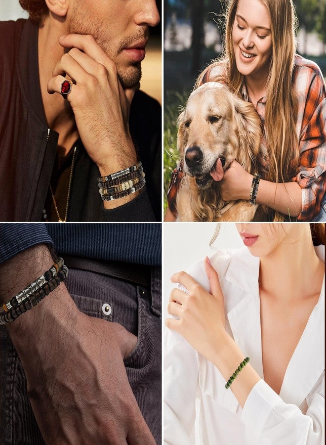 VKSG 5pcs Wooden Bead Bracelet Set For Men & Women - Stackable Boho Bracelets, Adjustable Grunge Wristbands-Funky Style, Father'S Day, Mother'S Day, Christmas, Birthdays, Thanksgiving Bracelets Gifts - Image 4